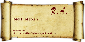 Redl Albin névjegykártya